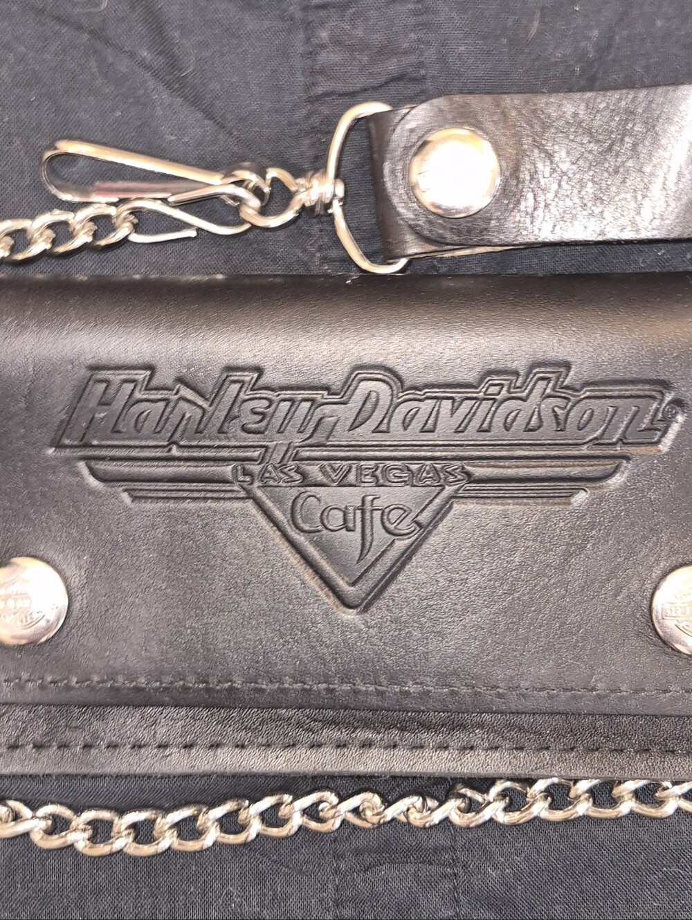 Vintage Harley-Davidson Black Suede Card Wallet with Zippered Pocket